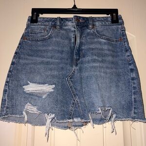 American Eagle Outfitters Blue Distressed Mini Skirt